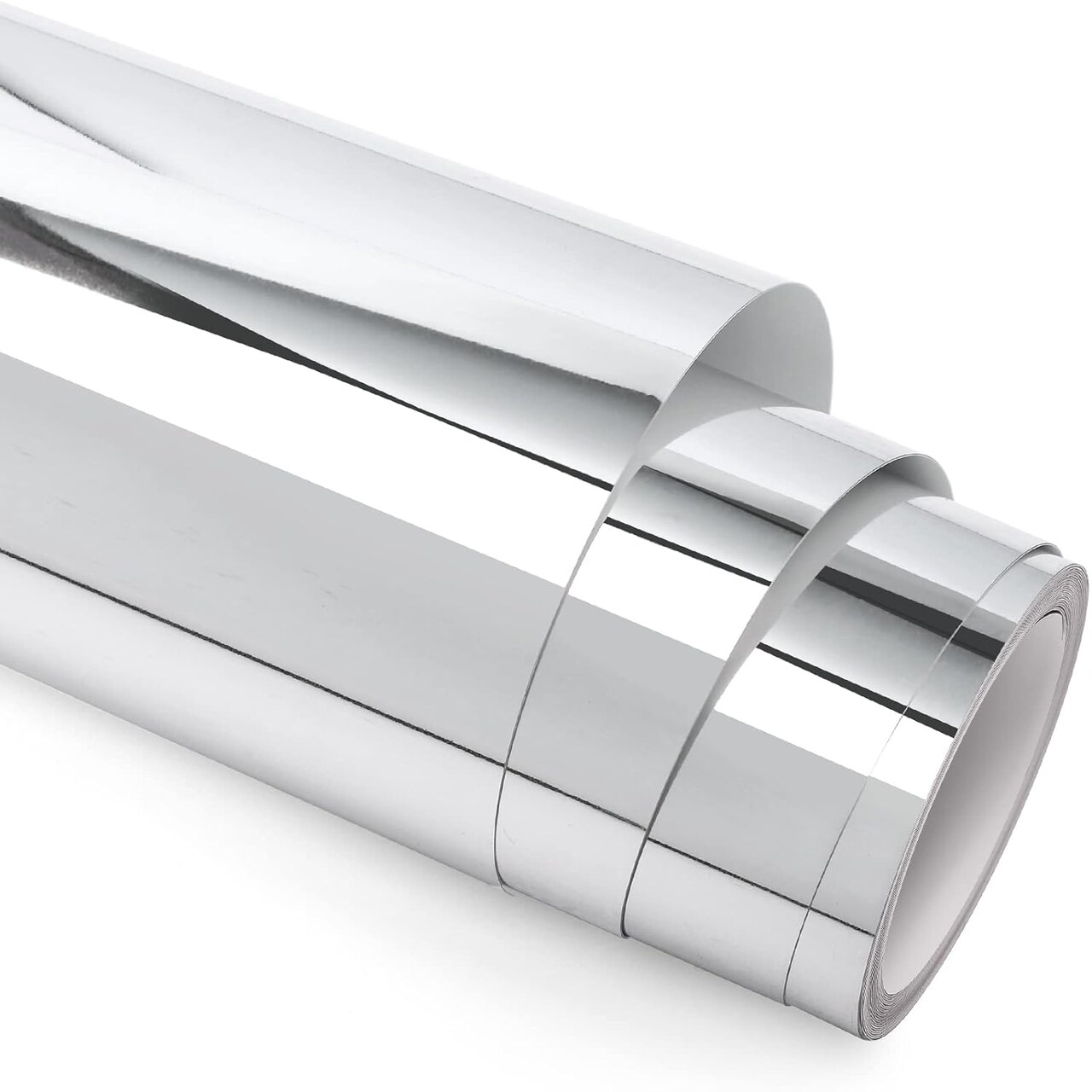 Chrome Silver Mirror Adhesive Vinyl for DIY Decor,Chrome Vinyl Mirror Film Silver Vinyl Permanent Vinyl Roll - 12 Inch X 6 FT,Mirror Metallic Silver Permanent Vinyl for Home and Car Decal